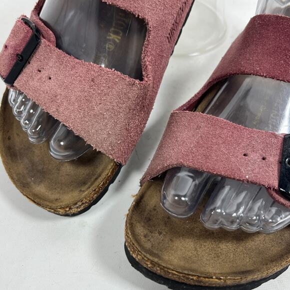 BIRKENSTOCK Sandals 38 L7 M5 Arizona Velvety Suede Leather Zinfandel Red - Picture 4 of 15